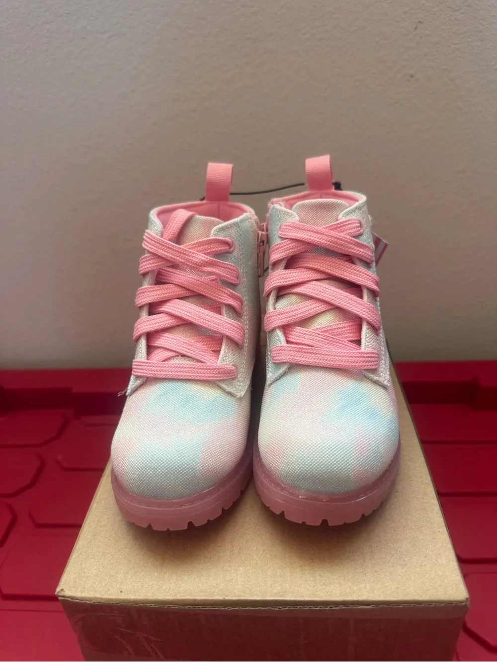 Sanrio Hello Kitty Pastel Pink and Blue Kids Lace-Up Boots Toddler 9 NWT